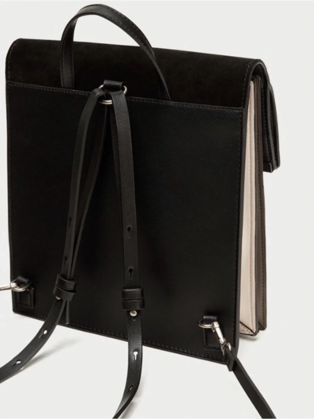 Zara Black Backpack in Suede and Leather